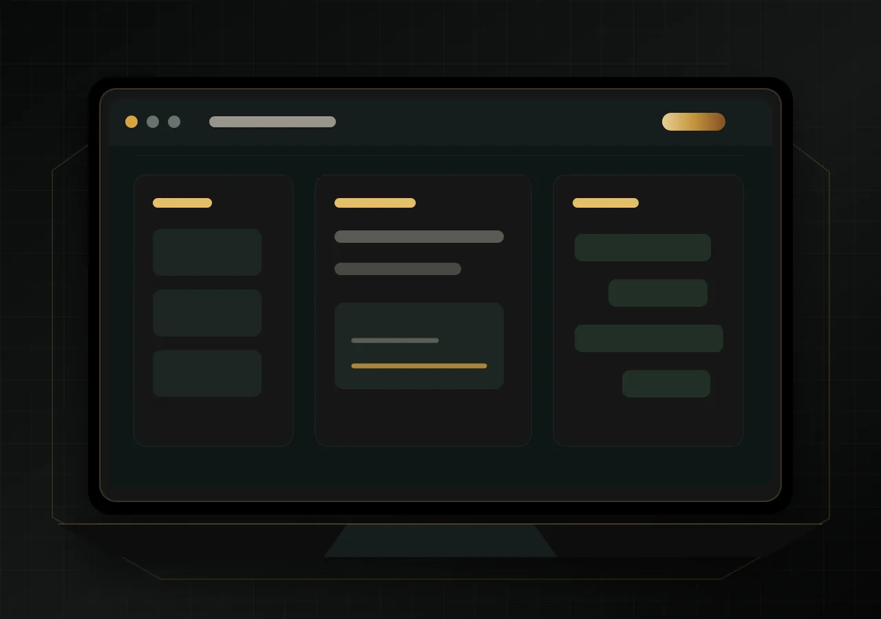 Abstract desktop web app mockup for CowboyQuote.